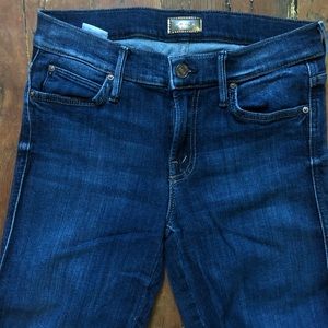 Dark Wash Mother Rascal Straight Leg Slim Jeans